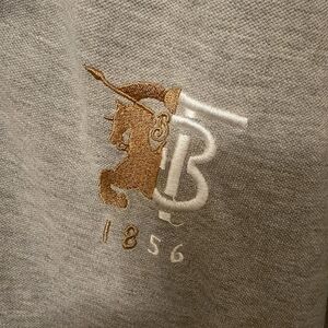 Burberry London Men's XL Gray Long Sleeve Polo Shirt W/ TB logo